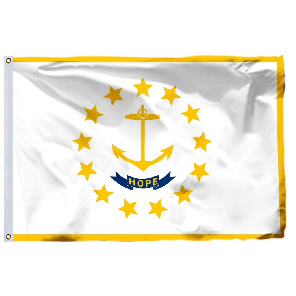 US Rhode Island Flag 3x5ft America 21x14cm United States Double Stitched High Quality Banner 90x150cm USA For Home Decoration