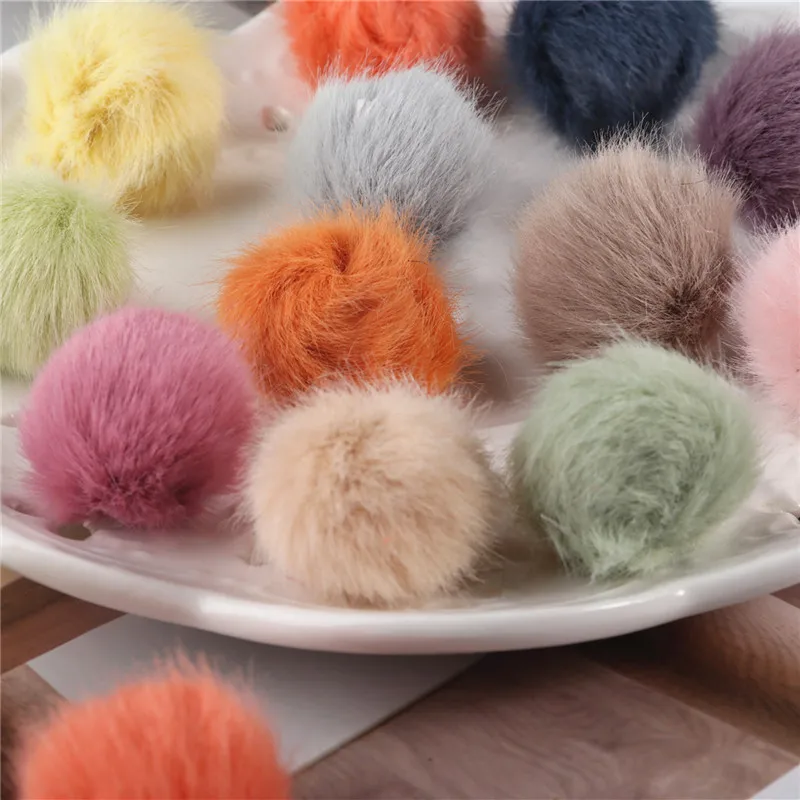 50Pcs 2.5cm Imitation Mink Hair Plush Balls DIY Craft Supplies Earrings Pendant Embellishments Hair Accessories Pompoms Material