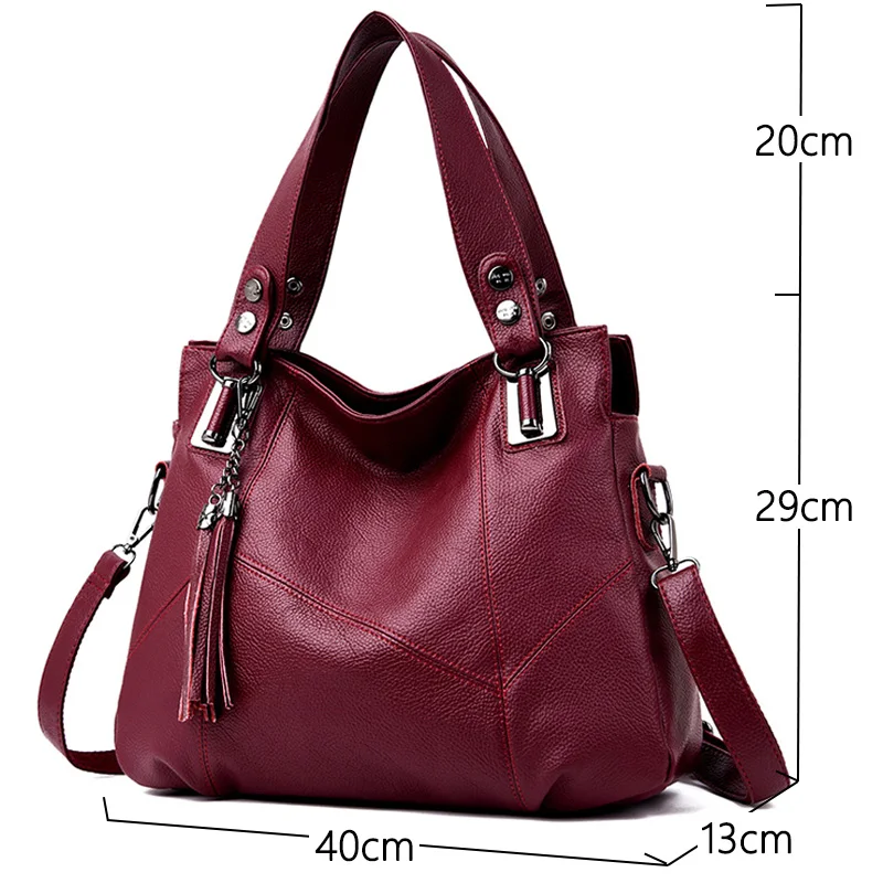 Imagem -02 - Bolsala Grande de Couro Genuíno para Mulheres Bolsas Crossbody Borla de Ombro Bolsas de Luxo 2024