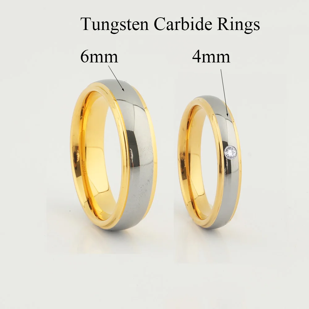 Wedding bands Tungsten carbide Ring Love Alliance jewelry Classic Golden marriage anniversary couple rings for men and women