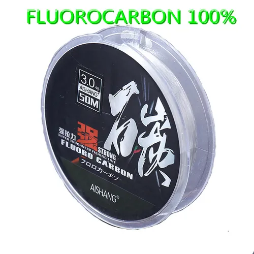 Línea de Pesca de fluorocarbono 100% súper fuerte de 50M, línea líder de fibra de carbono, línea de hundimiento de sal, línea de Pesca multifilamento
