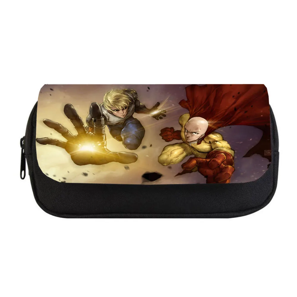 Anime ONE PUNCH-MAN Pencil bag Women Makeup Bag Child boys girls Pencil Case Student Double Zipper pencil Bag Handbag Purse