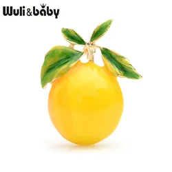 Wuli&baby Enamel Yellow Lemon Brooches Women Alloy Orange Party Causal Brooch Pins Gifts