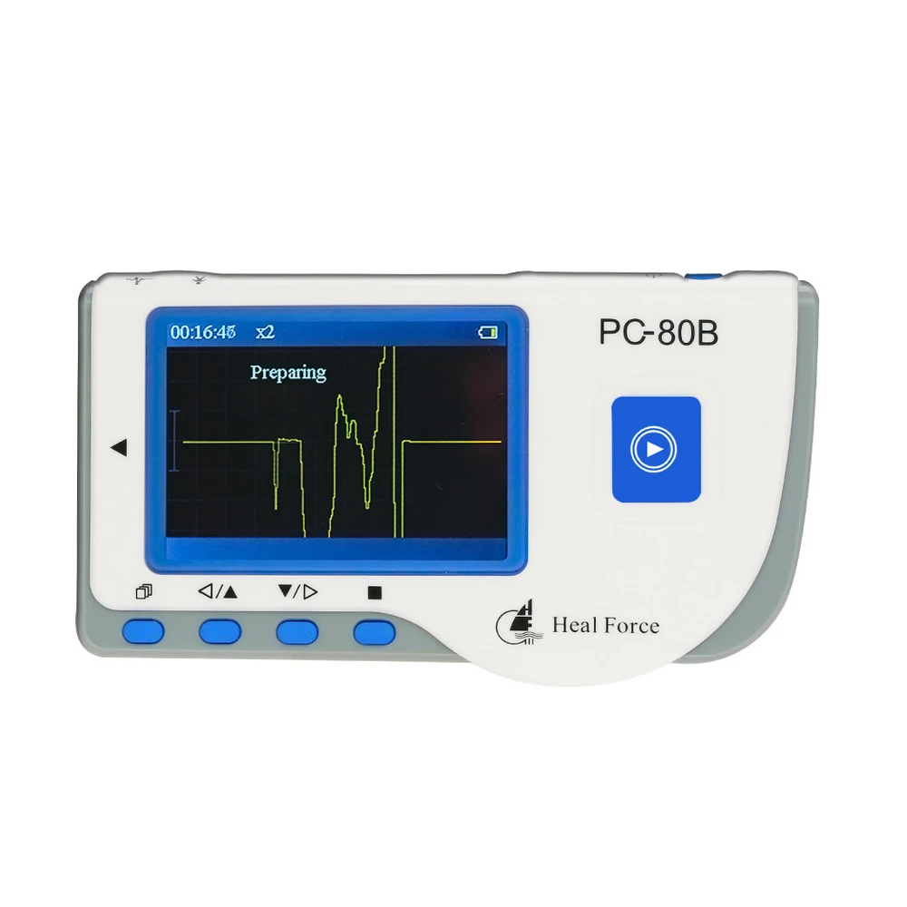 Heal Force PC-80B Household Heart Ecg Monitor Continuous Measuring With Cable & Pads Color Screen