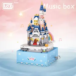 LOZ Mini Building princess castle eight music box rotating music box small grain building wood toy gift model puzzle toy