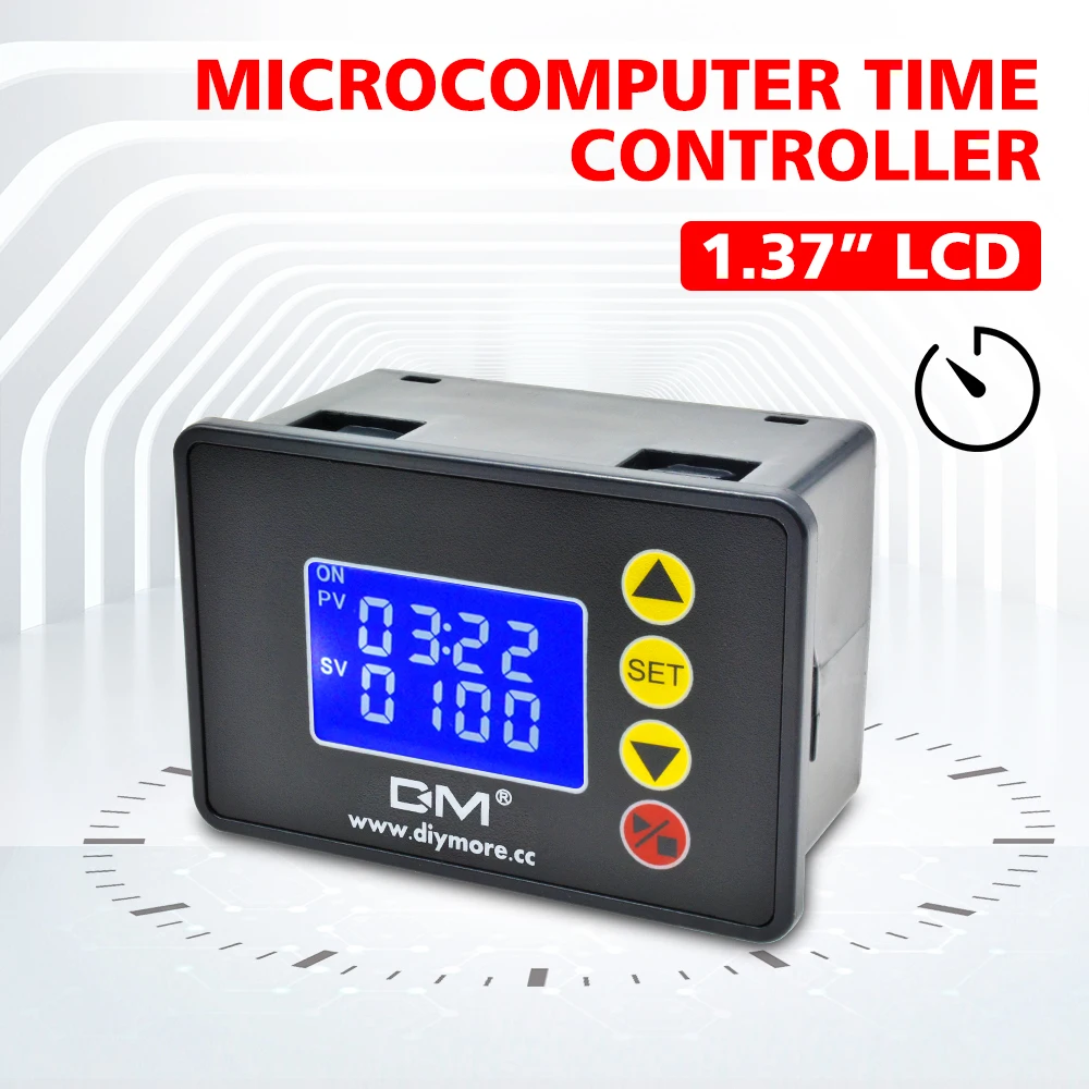 AC 220V 12V 24V 1.37\'\' LCD Display Digital Time Delay Relay Cycle Timer Control Switch Adjustable Timing Relay Time Delay Switch