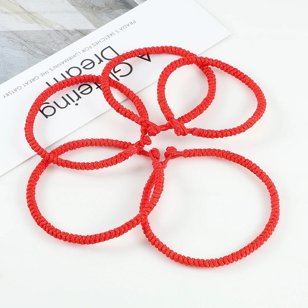 Handmade Red String Rope Bracelet Tibetan Buddhist Braided  Thread Bracelet For Women Men Lucky Charm Jewelry Couple Lovers Gift