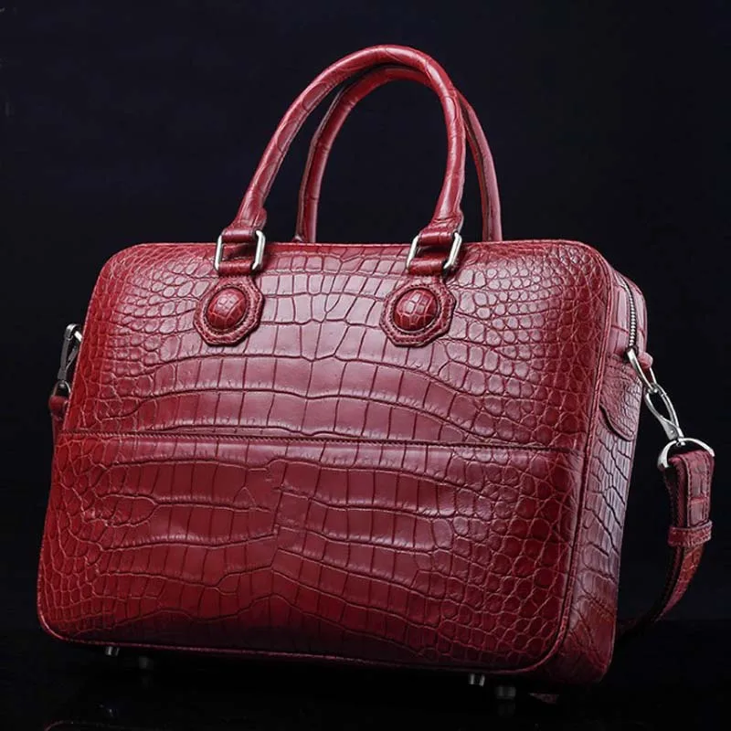 ourui  summer new  Real crocodile  men briefcase  Wine red  Private custom  Good quality goods men handbag