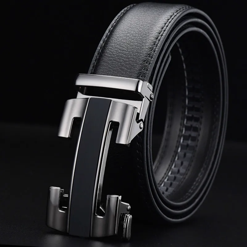 Peikong brand Automatic buckle genuine leather men's designer man belts for men high quality business fashion waist black h belt