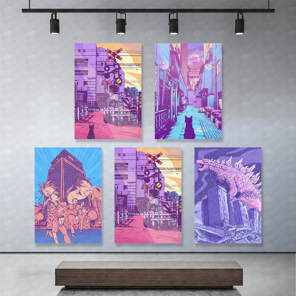 

Wall Art Home Decor Purple World City Street Hd Print Modular Picture Build Posters Canvas Painting For Bedroom Artwork Frame