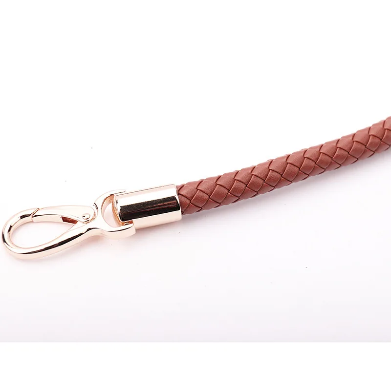 2pcs PU Leather Braided Rope Handles for Handbag Shoulder Bag Strap Handmade Bag DIY Accessories Alloy Metal Hook Buckle