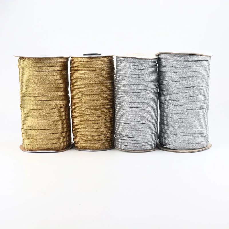 5Yards Gold Silver High-Elastic Sewing Elastic Ribbon 3mm 6mm 9mm Elastic Band Spandex Trim Sewing Garment Accessories Lace Trim