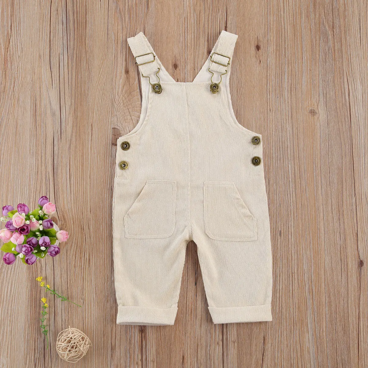 Toddler Baby Kids Boys Girls Overalls Autumn Newborn Baby Girls Corduroy Pocket Romper Jumpsuits Casual Bib Pants One-Pieces