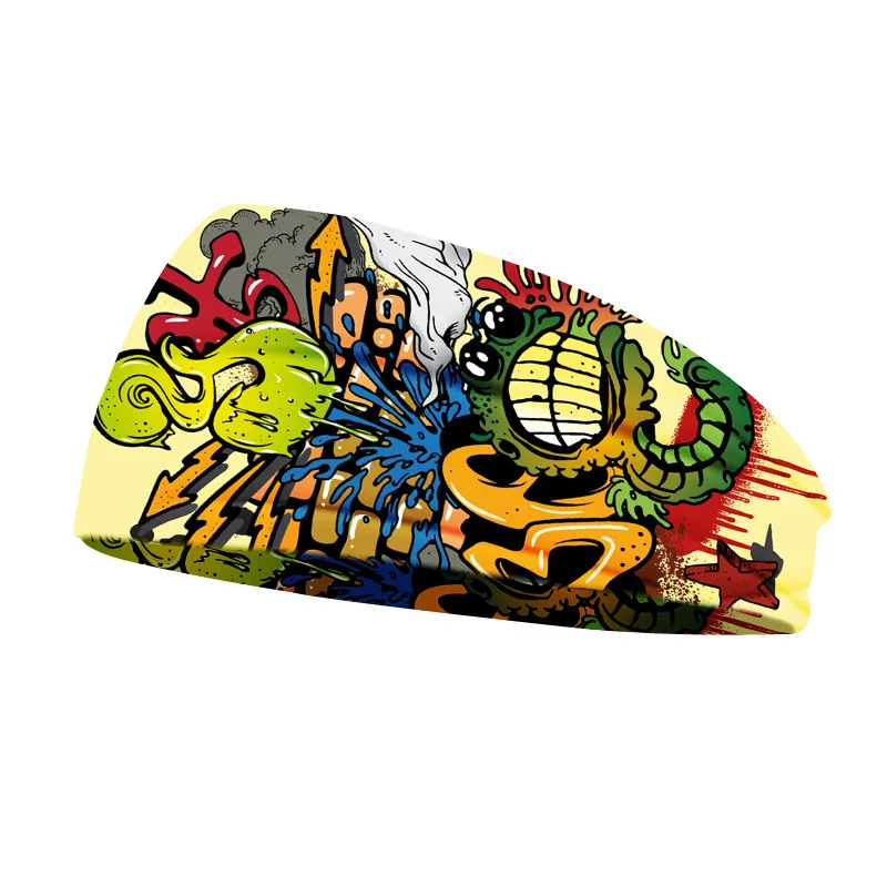 Creative Graffiti Unisex Elastic Yoga Headband Sport Run Sweatband Outdoor Gym Hair Band Turban Fitness Bandage Sweat Bands