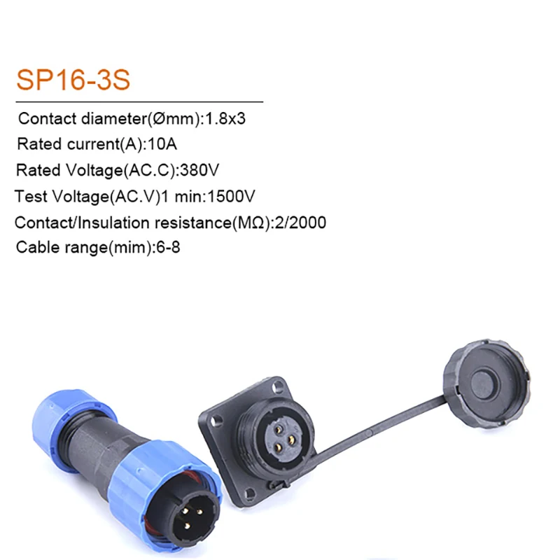 SP16 IP68 Square Waterproof Connector  2/3/4/5/6/7/9 Pin Aviation Connectors Plug Plug & Socket Male And Female High quality