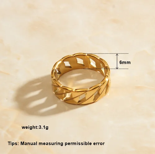 SOMMAR Hot New Gold color /stainless_steel color size 5 6 7 8 9 Female Friend women's rings circular and wave ring men Wholesale