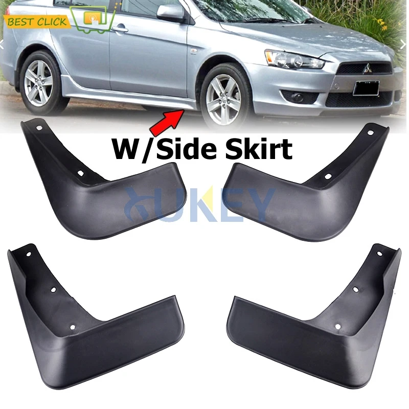 4x Car Front Rear Mud Flaps For Mitsubishi Lancer 2009 2010 2011 w/ side shirt Splash Guards Fender Mudguard Wheel Styling