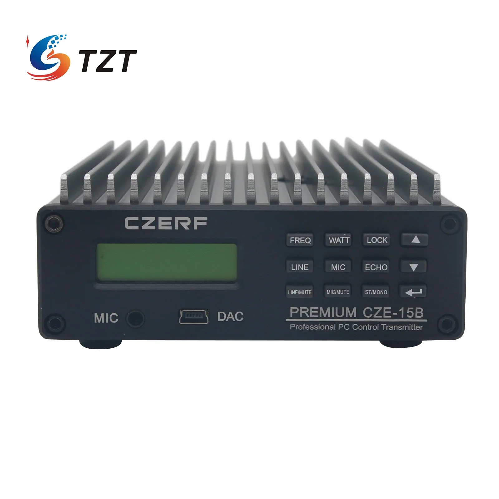 TZT CZE-15B 0.3-15W Adjustable Stereo FM Transmitter PC Control Wireless Radio + Power Adapter + Antenna