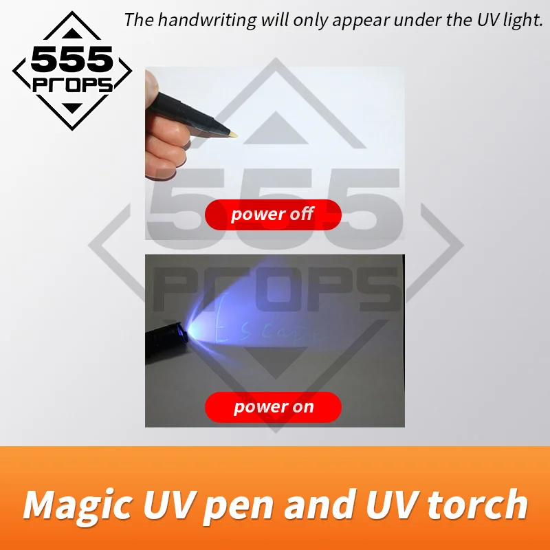 555 props Escape room game prop magic UV pen and UV torch riddle game puzzle pen real life takagism