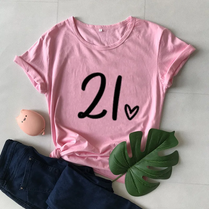 21 Birthday T Shirt Girl Born In 1999 Gift Tshirt Harajuku Fashion Graphic Women Cotton Shirts Plus Size O Neck Short Sleeve Tee