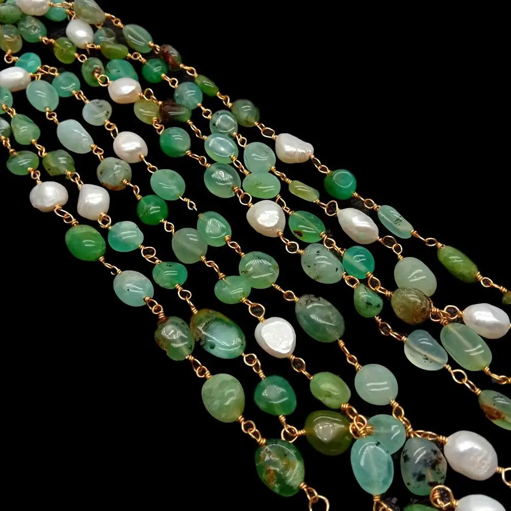 YYGEM 4 нити 9x11 мм натуральный зеленый хризопраз произвольной формы культивированный белый жемчуг в стиле барокко ожерелье 19 дюймов для женщин YYGEM 4 нити 9x11 мм натуральный зеленый хризопраз произвольной формы культивированный белый жемчуг в стиле барокко ожерелье 19 дюймов для женщин