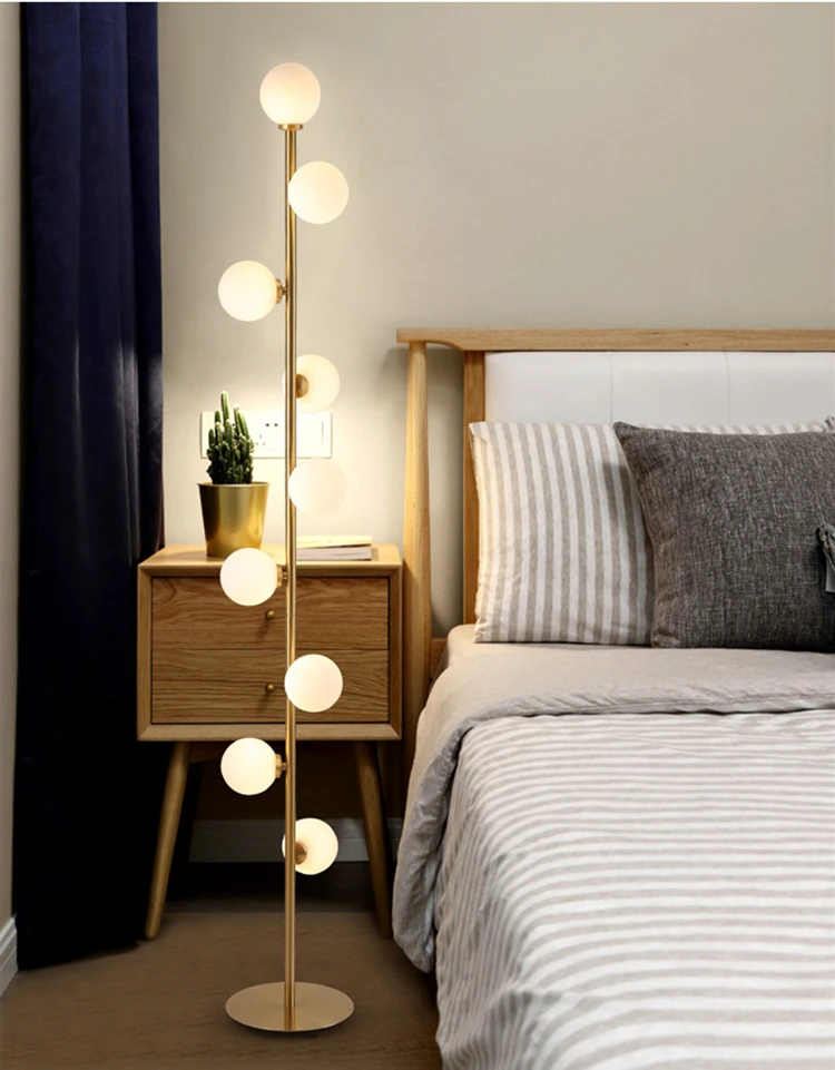 high end modern gold floor lamp G9 frosted glass ball floor lamp living room lighting decoration lighting project lighting