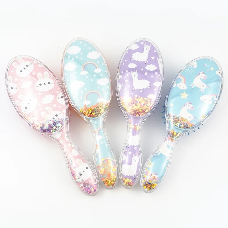 Hair Brush Massage Comb Cartoon Animal Sequin Cute Anti-static Shower Wet Detangle Hair Brush Salon Hair Styling Tools Children