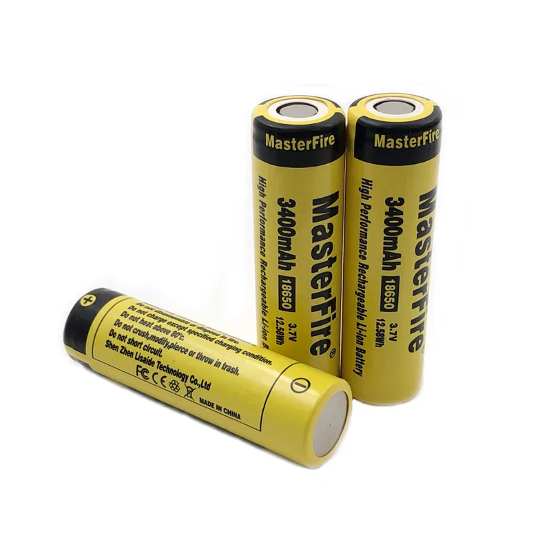 Wholesale MasterFire Original 3.7V 12.58Wh 3400mah 18650 High Performance Rechargeable Lithium Battery Laptop Batteries Cell