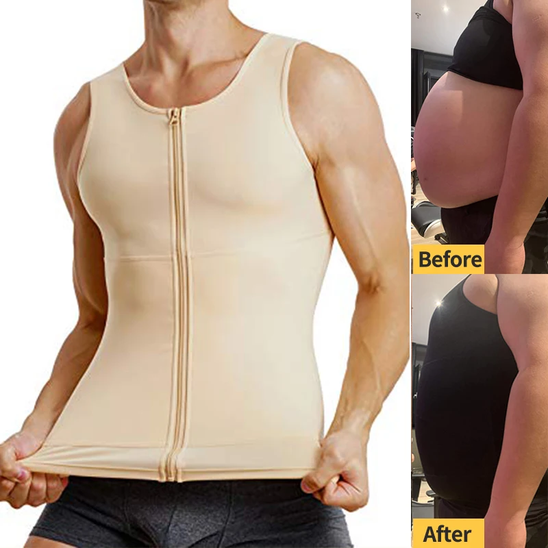 Chemise de Compression pour Homme, Corset Amincissant pour Cacher la Gynécomastie