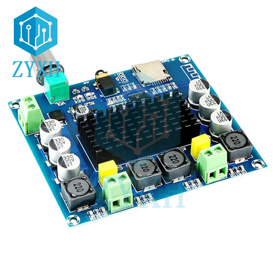 TDA7498 Bluetooth-compatible 5.0 Digital Amplifier Board 2*100W Stereo Audio AMP Support TF Card AUX For Home Speaker XH-A105