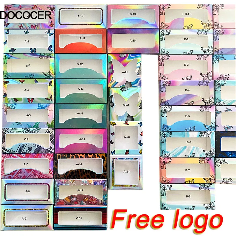 10/50/100 Piece Wholesale Bulk False Eyelashes Packaging Paper Boxes Rectangle Various Color Lash Package Box makeup free logo