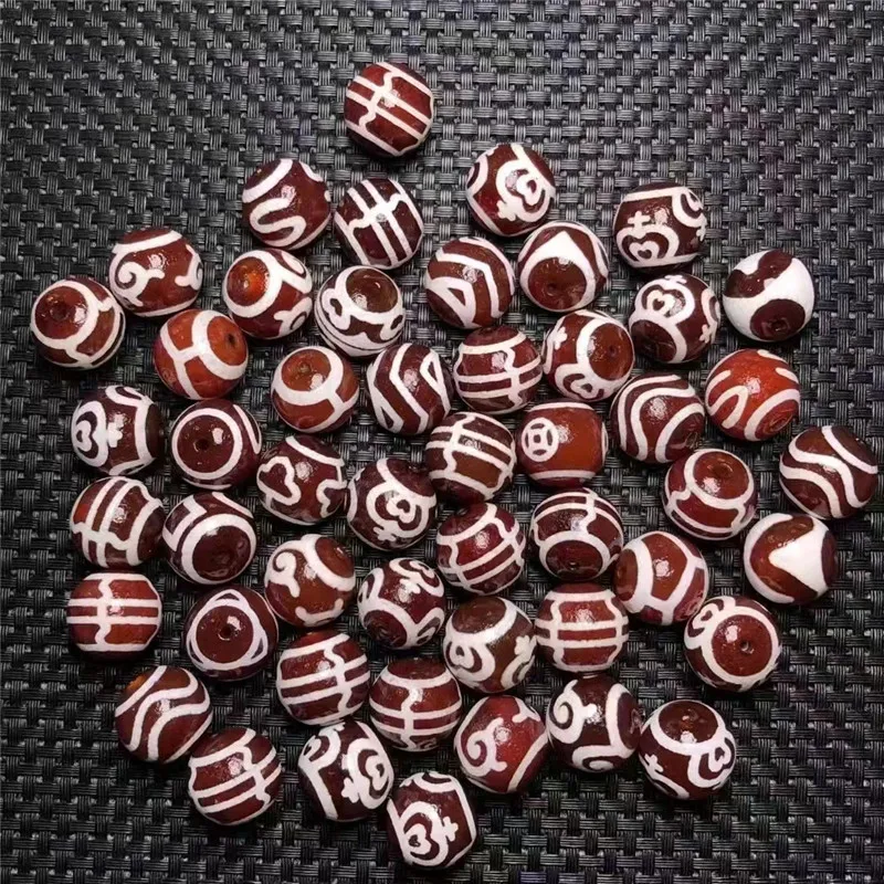 

50pcs/Lots Wholesales 20mm Taiwan Daluo Magic Natural Red Agate Stone Different Patterns Tibetan Dzi Beads Jewelry Making