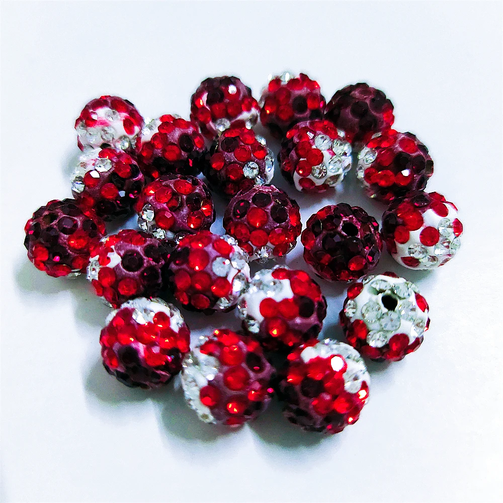 AAAA+Quality 10mm Shambhala Beads Three Tone Rhinestones Polymer Clay 2 Holes  Bracelet Jewelry Accessories