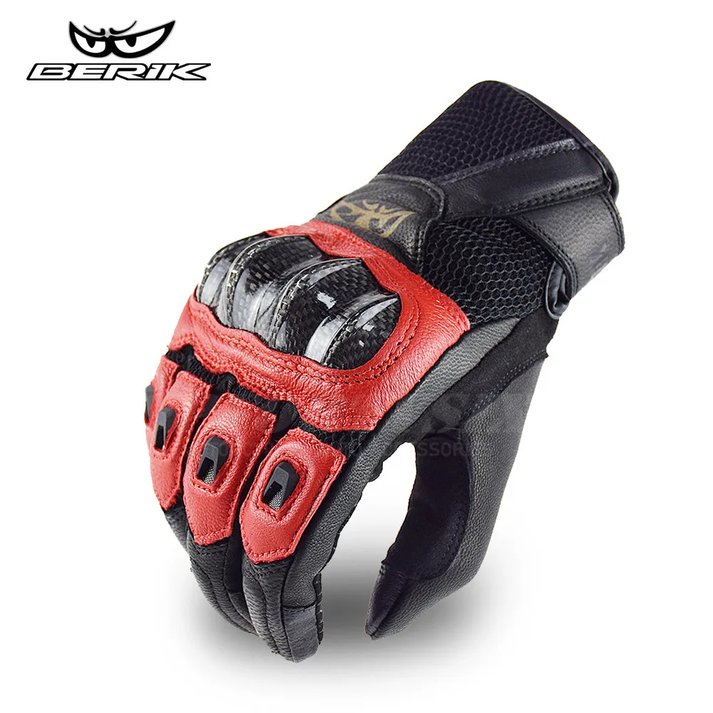 BERIK Four Seasons Men's Gloves Leather Retro Motorcycle Gloves Touch Screen Winter Moto Gloves Riding Motorcycle Accessories