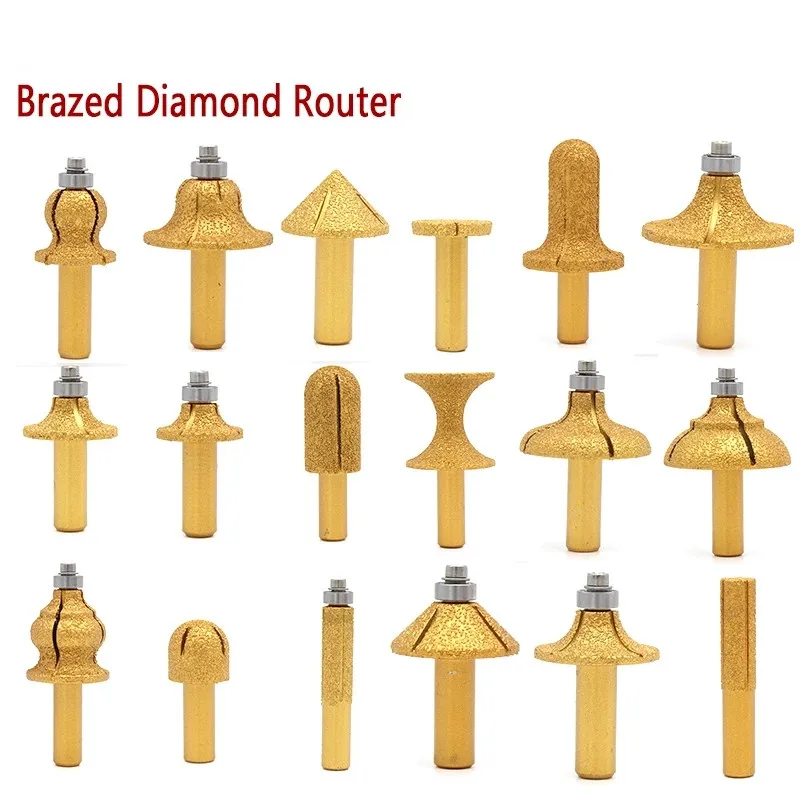 

1pcs 1/2" Shank Vacuum Brazed Diamond Router Bits For Granite Marble Router Cutter Profiling Cutting Stone Edge Engraving Tools