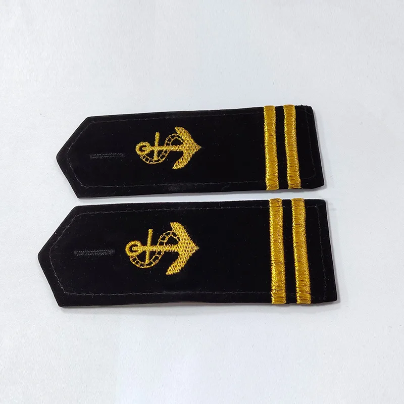 10 Pair The US Navy Shirt Uniform Shoulder Badge Anchor Propeller Gold Strip Epaulettes DIY Craft Clothes Decor for Navy Costume