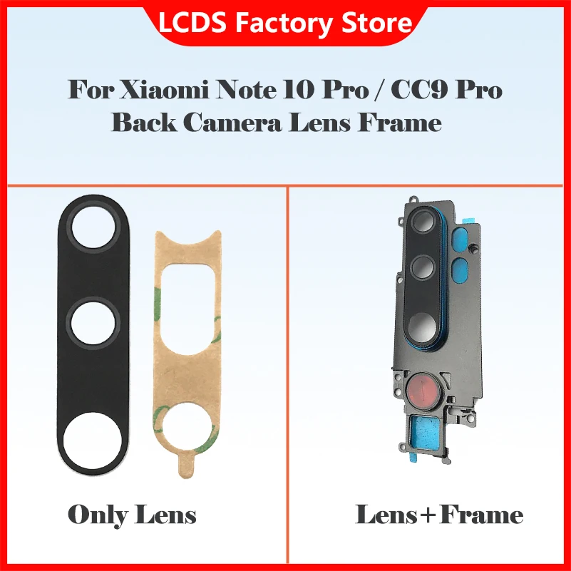 Original Lens For MI CC9 Pro Back Camera Lens Glass With Frame Holder For Xiaomi Note 10 Pro Camera Glass Lens Replacement