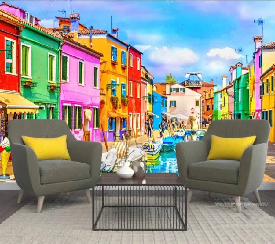 Papel de parede Venice city street view 3d landscape, Italy 3D wallpaper mural,living room bedroom wall papers home decor