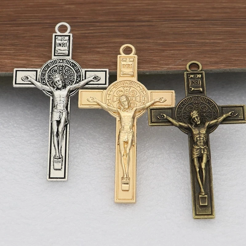 Catholic Christian Saint Benedict Retro Cross Jewelry Necklace Car Keychain Bag Pendant Small Pendant