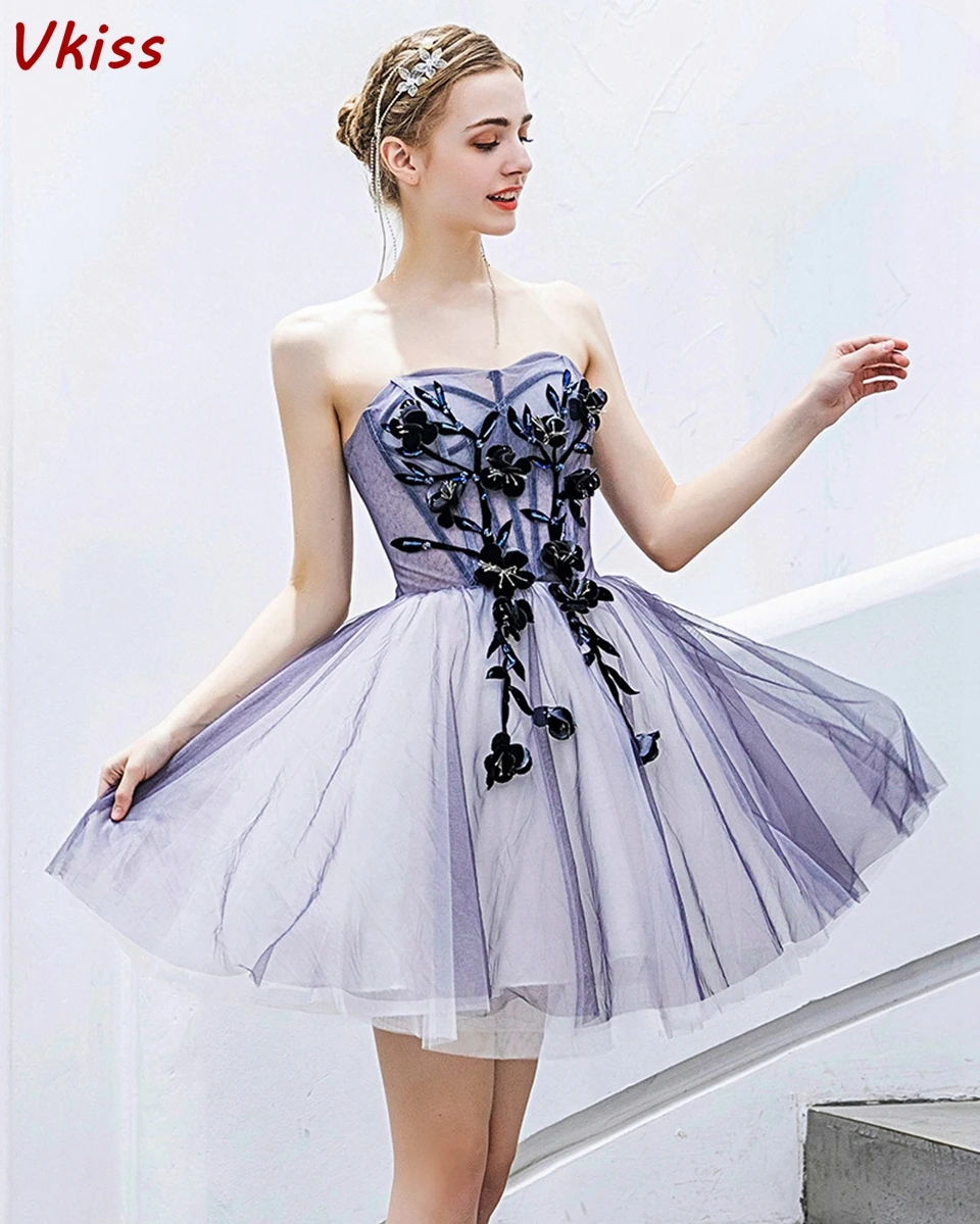 Illusion Blue Homecoming Dresses 2020 Strapless Mini Graduation Cocktail Dresses Sweetheart Neck A-Line Short Prom Gowns 2020