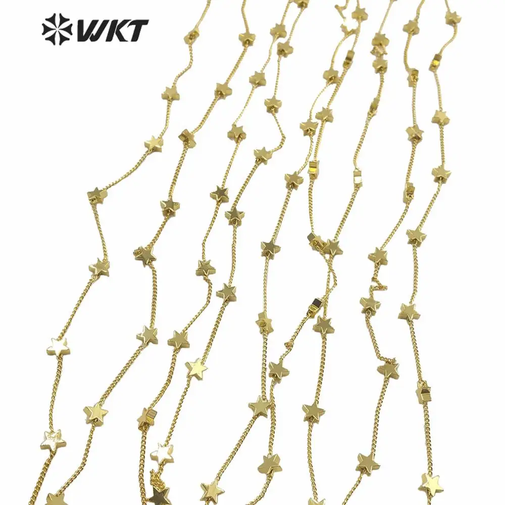 WT-BC136 WKT China Supplier Star Beads Brass Metal Chain DIY Necklace Jewelry Findings Wholesale 10 Meters