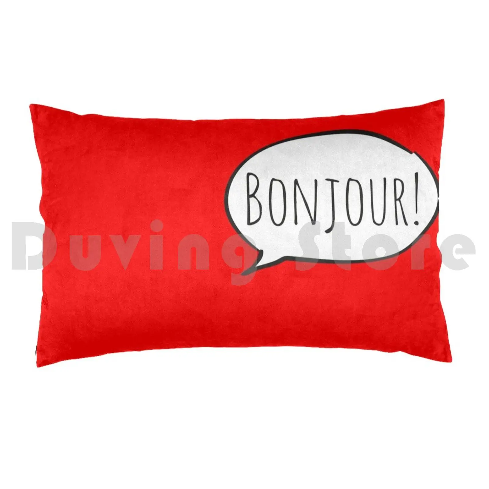 Cheery Bonjour! With White Speech Bubble ( Fran ? Ais / French ) Pillow Case Printed 35x50 Bonjour Say Bonjour