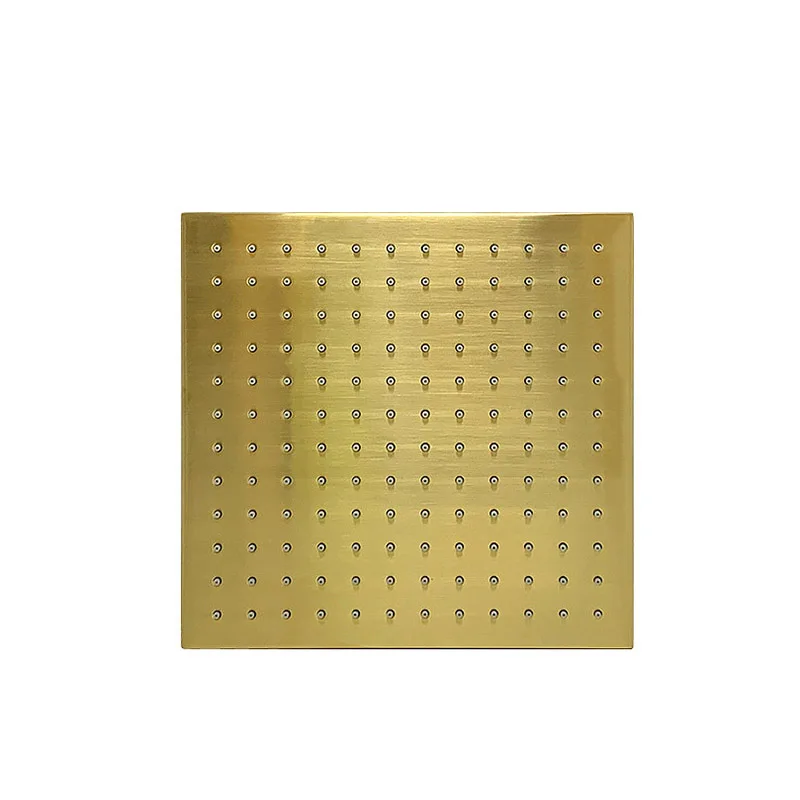 Brushed Gold Brass Square Rain Shower Head 10 Inch Bathroom Accessories Rainfall Shower Head 250*250mm