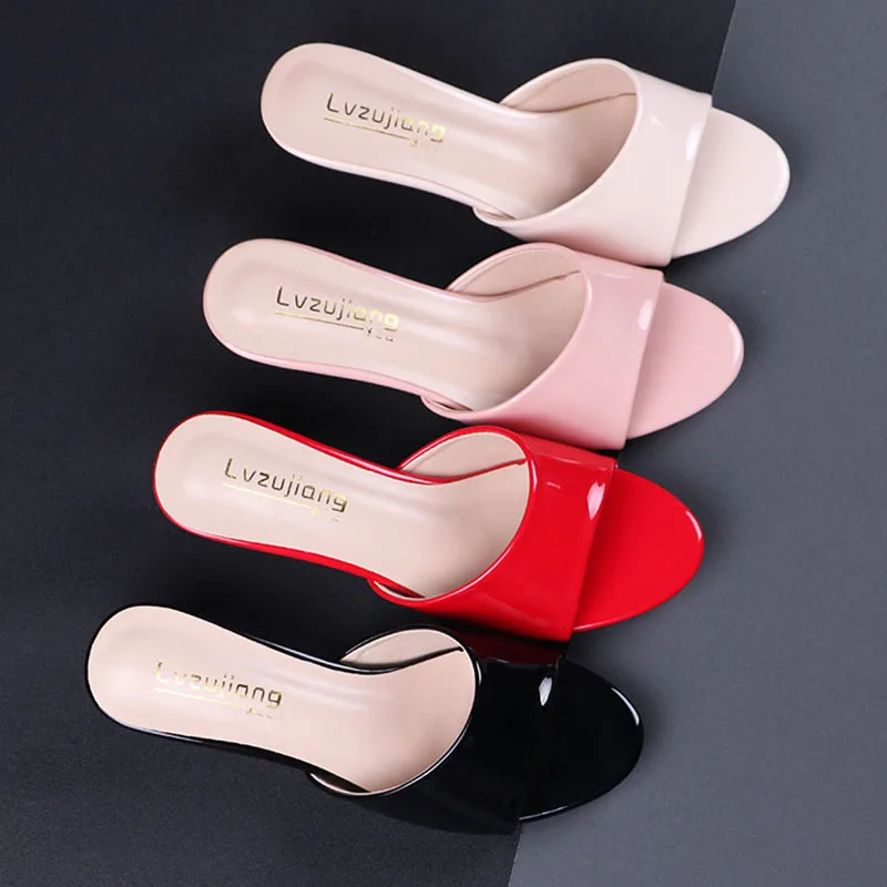 Voesnees 2021 Tidal Current Female Slipper New Sexy Comfort Mid Heel Women High Heels Shoes Fashion Summer Peep Toe Women Sandal