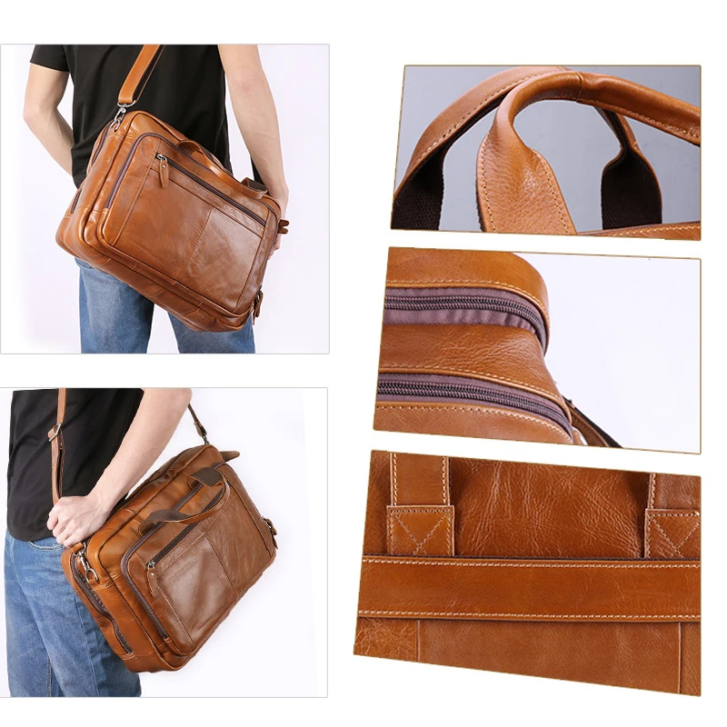 Imagem -05 - Bolsa de Computador Portátil de Couro Bolsa de Computador Viagem de Negócios Couro Único Ombro Maleta Masculina Case Lenovo Air Pro 156 17