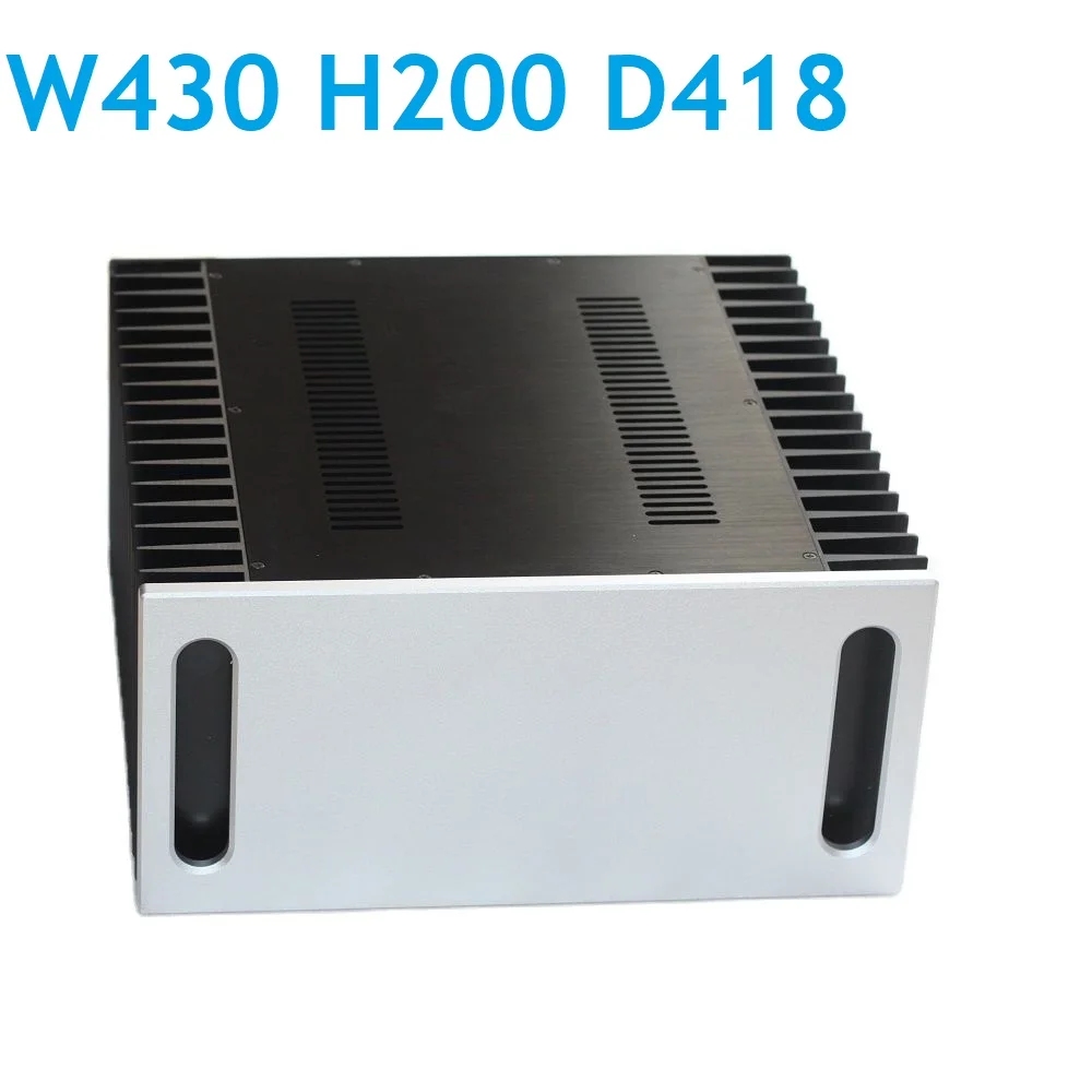 

W430 H200 D418 Anodized Aluminum Chassis Large Class A Power Amplifier Housing DIY Handle Rear Box Tube Amp Shell Headphone Case