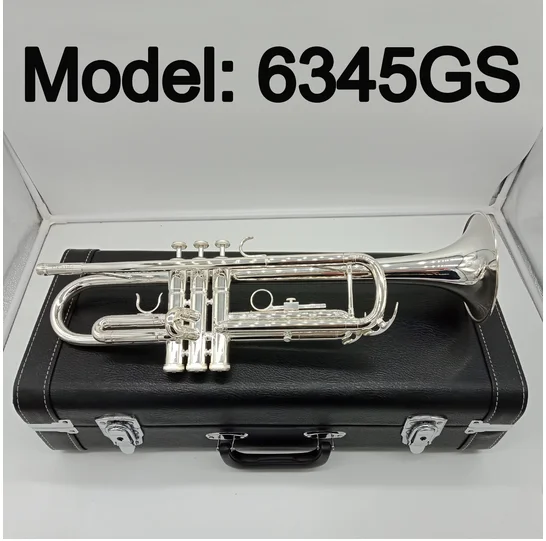 

Music Fancier Club Bb Trumpet 6345GS Silver Plated Music Instruments Profesional Trumpets Student Included Case Mouthpiece