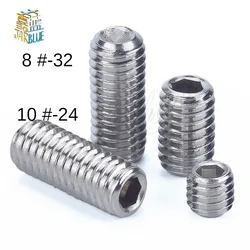 20PCS 8#-32*L/10#-24*L DIN916 UNC Stainless Steel screws Grub Screws Hex Socket Head Set Screw