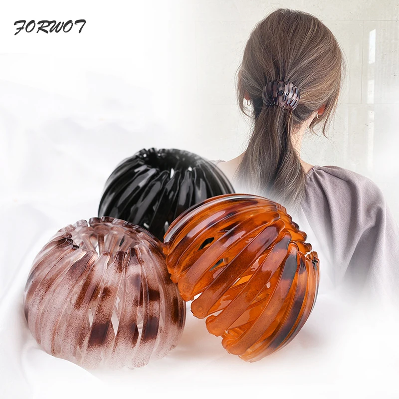 Fashion Women Bun Crystal Hair Claw Horsetail Buckle Hair Clip Bird Nest Expanding Hair Accessories Female Ponytail Headwear