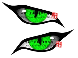 Pegatina de licker par de ojos malvados con Iris verde, pegatina de vinilo para Dron, motocicleta, casco, Coche
